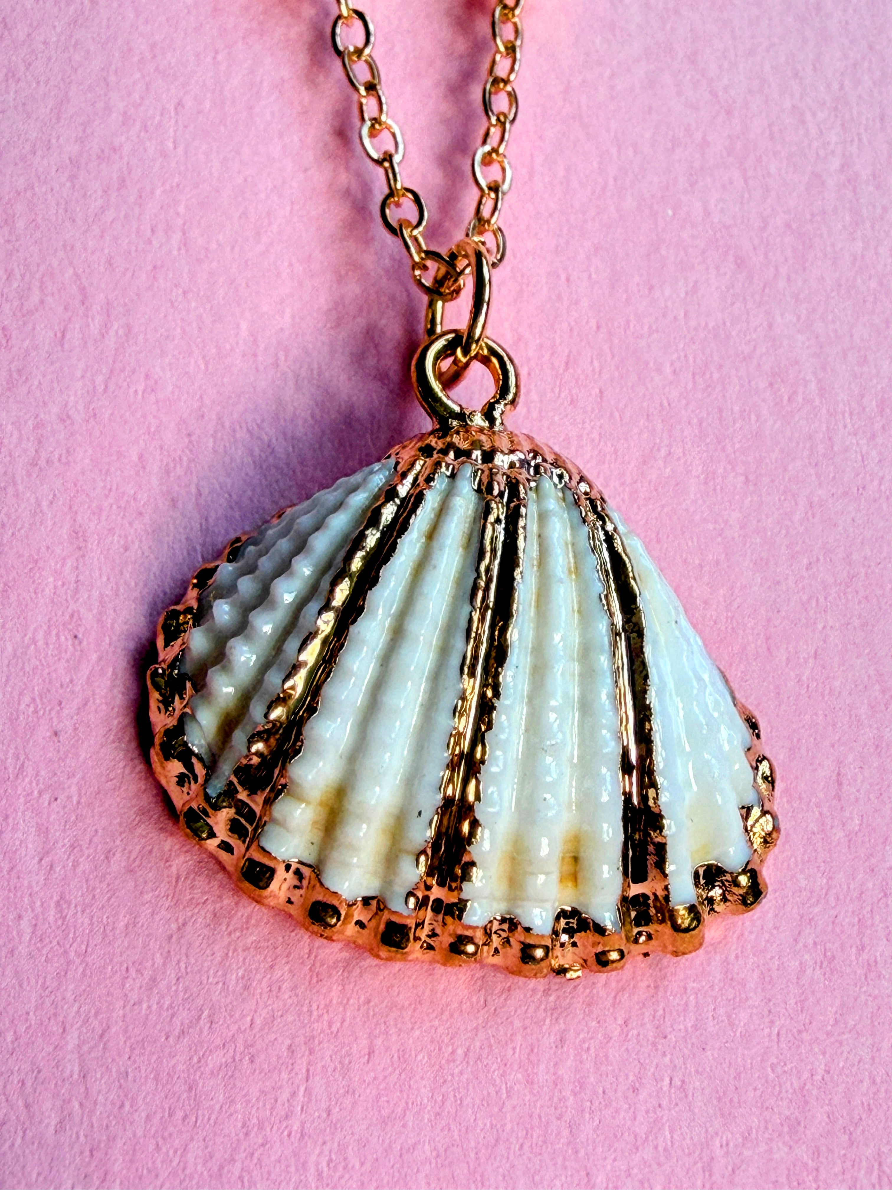 White Gold Plated Seashell Necklace