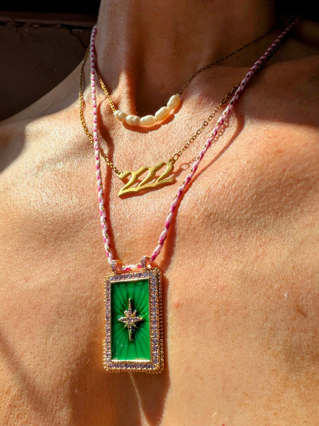 222 Angel Number Gold Plated Necklace