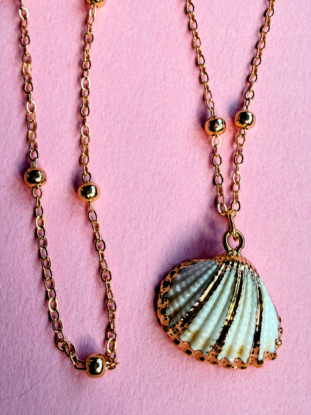 White Gold Plated Seashell Necklace