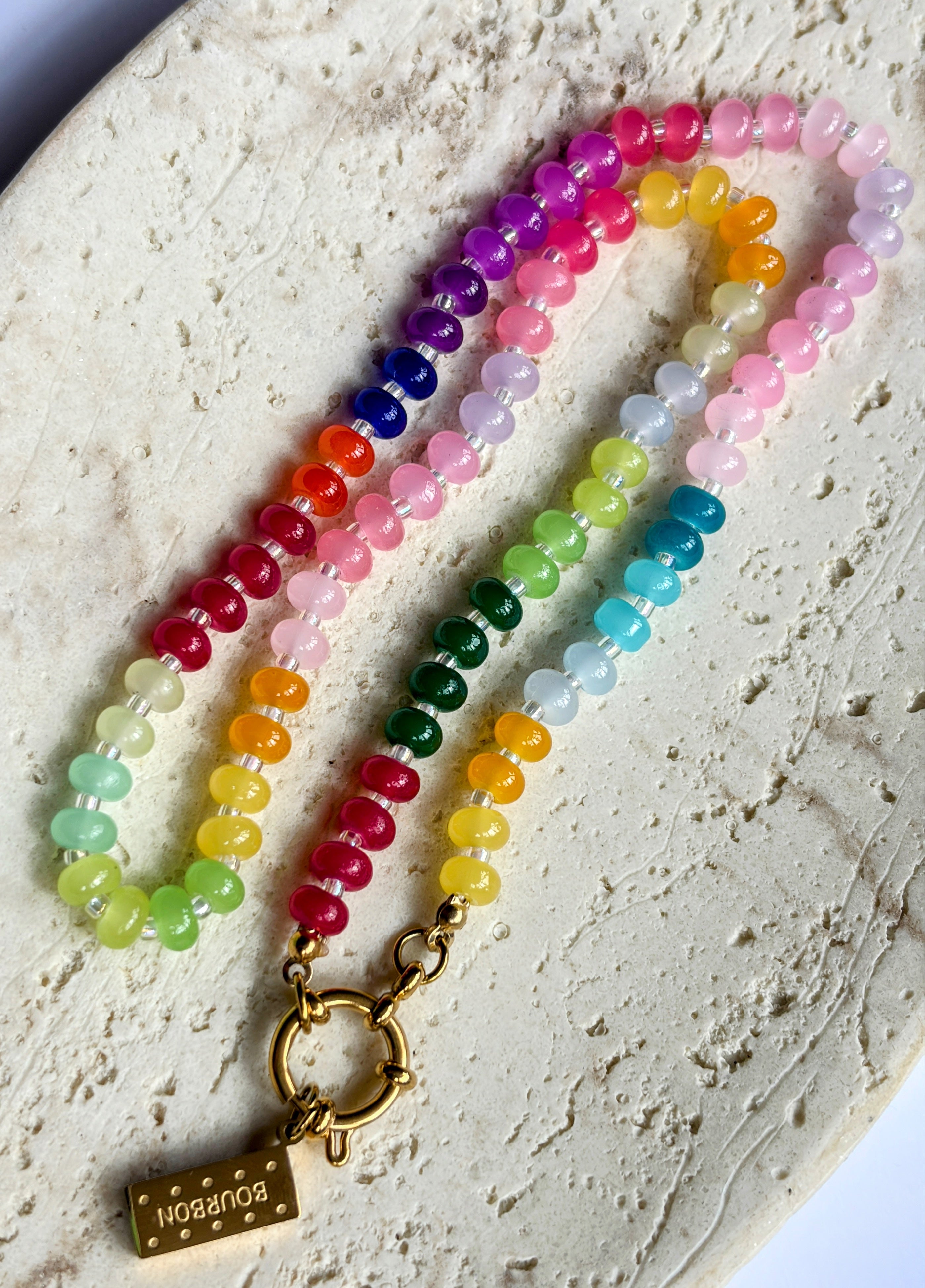 Rainbow Bead Bourbon Necklace