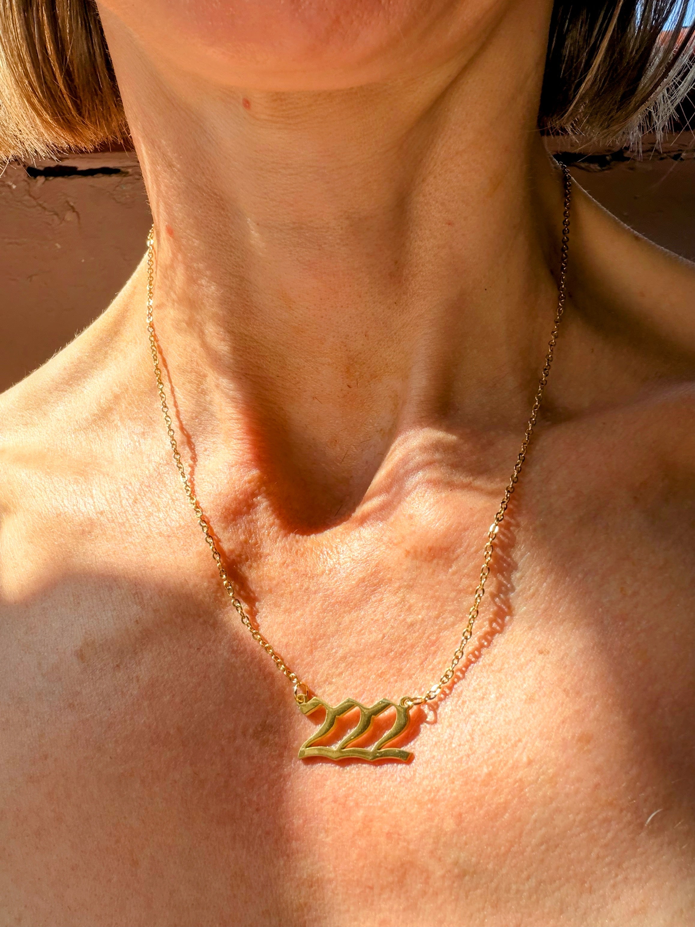 222 Angel Number Gold Plated Necklace