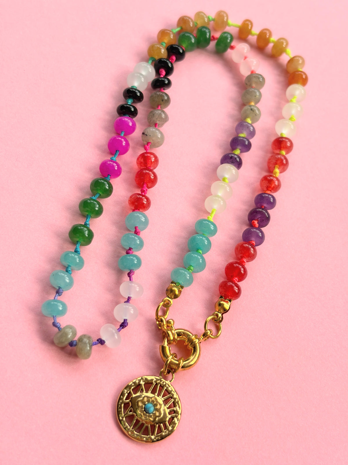 Rainbow Semi Precious Stone Necklace