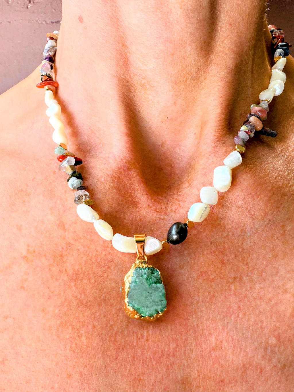 Margot Green Drusy Necklace