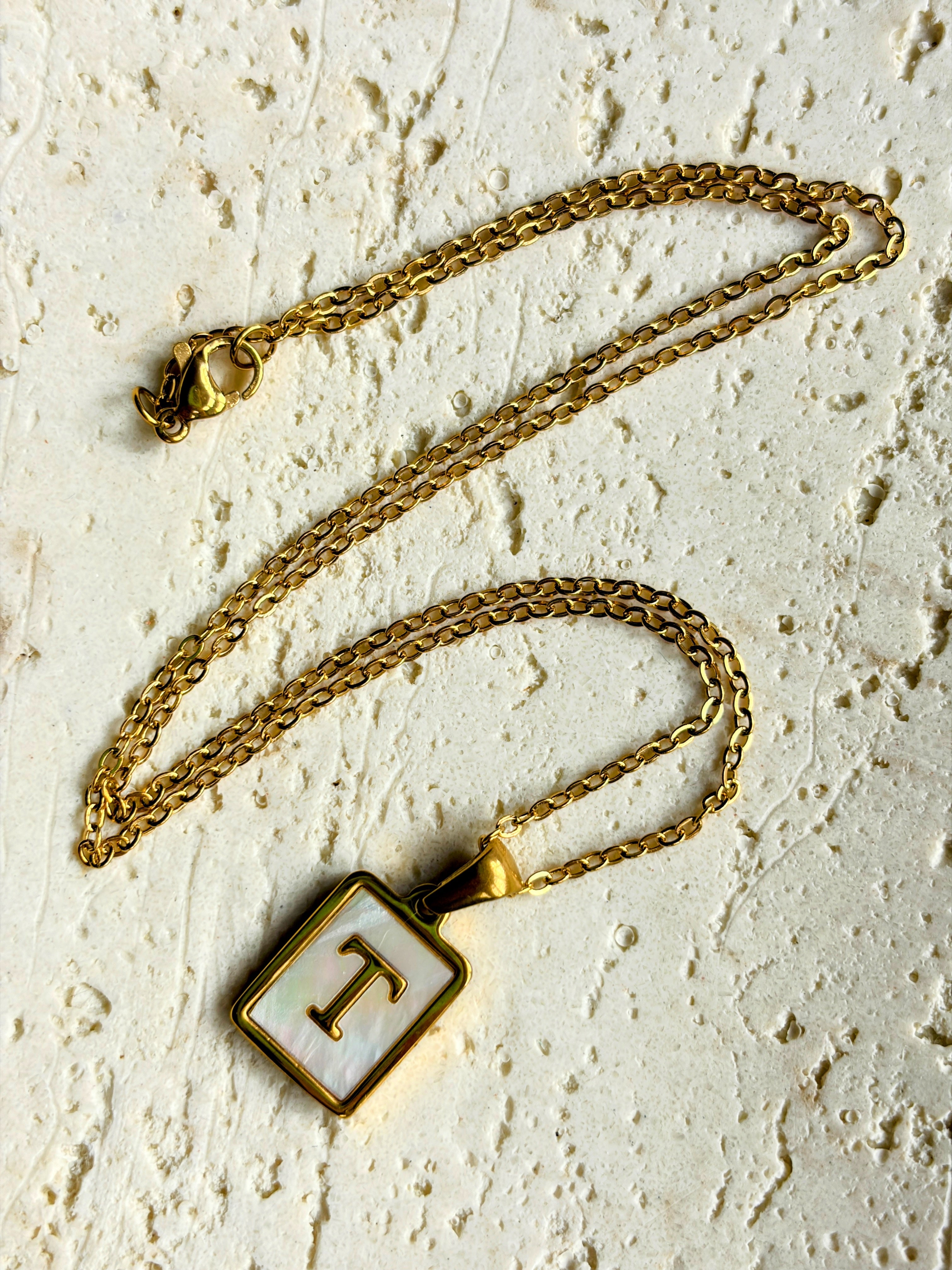 Letter T Initial Pendant Golden Necklace