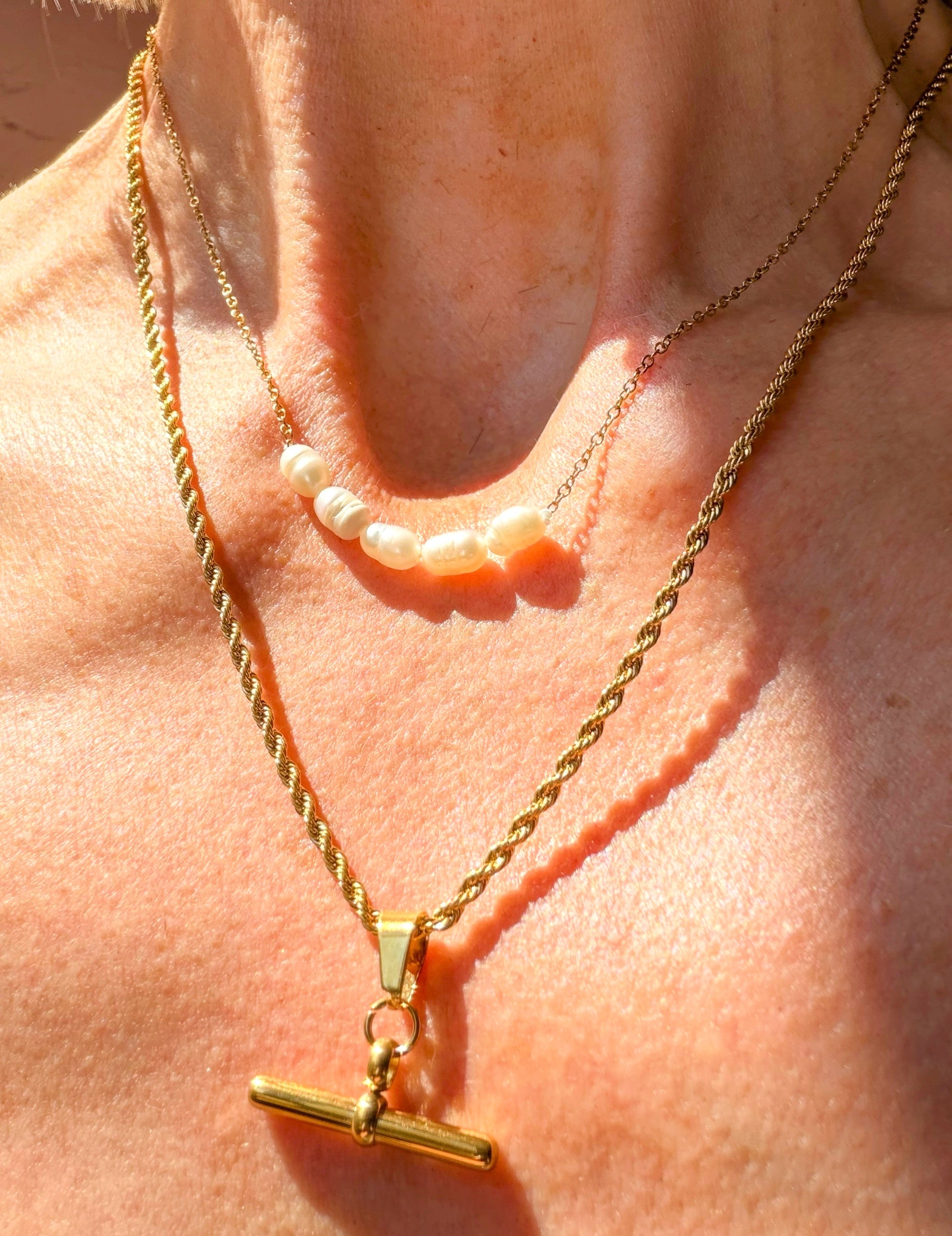 Rosalind Gold Plated T-Bar Necklace