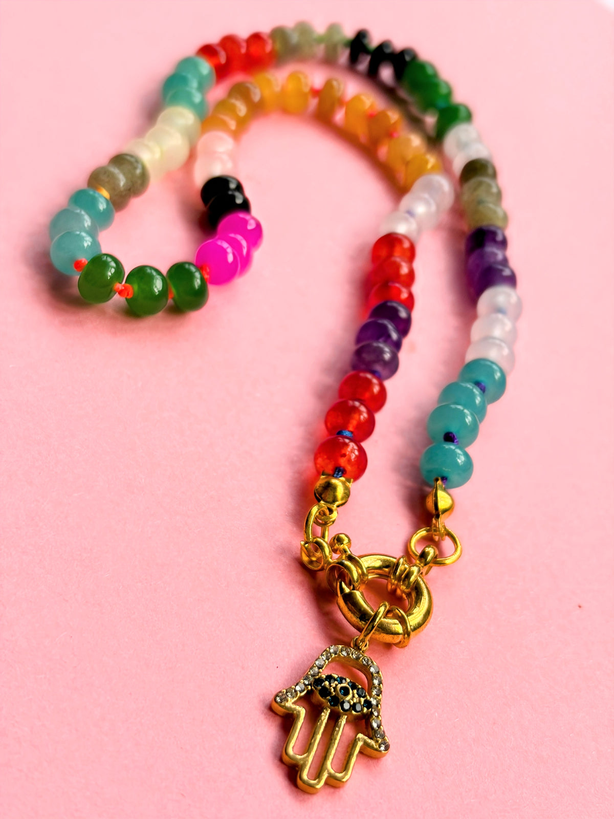 Rainbow Semi-Precious Stone Necklace