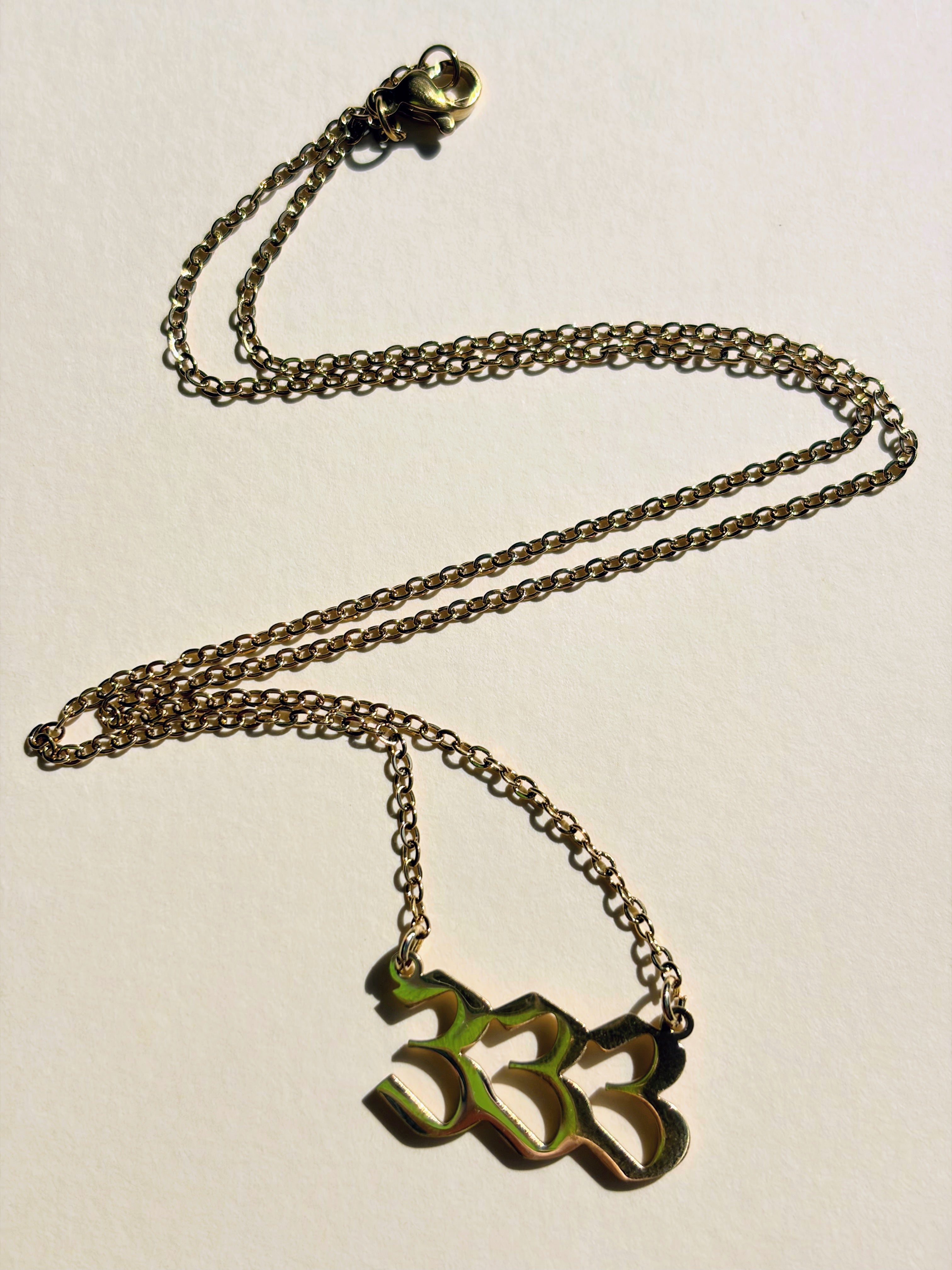 333 Angel Number Gold Plated Necklace