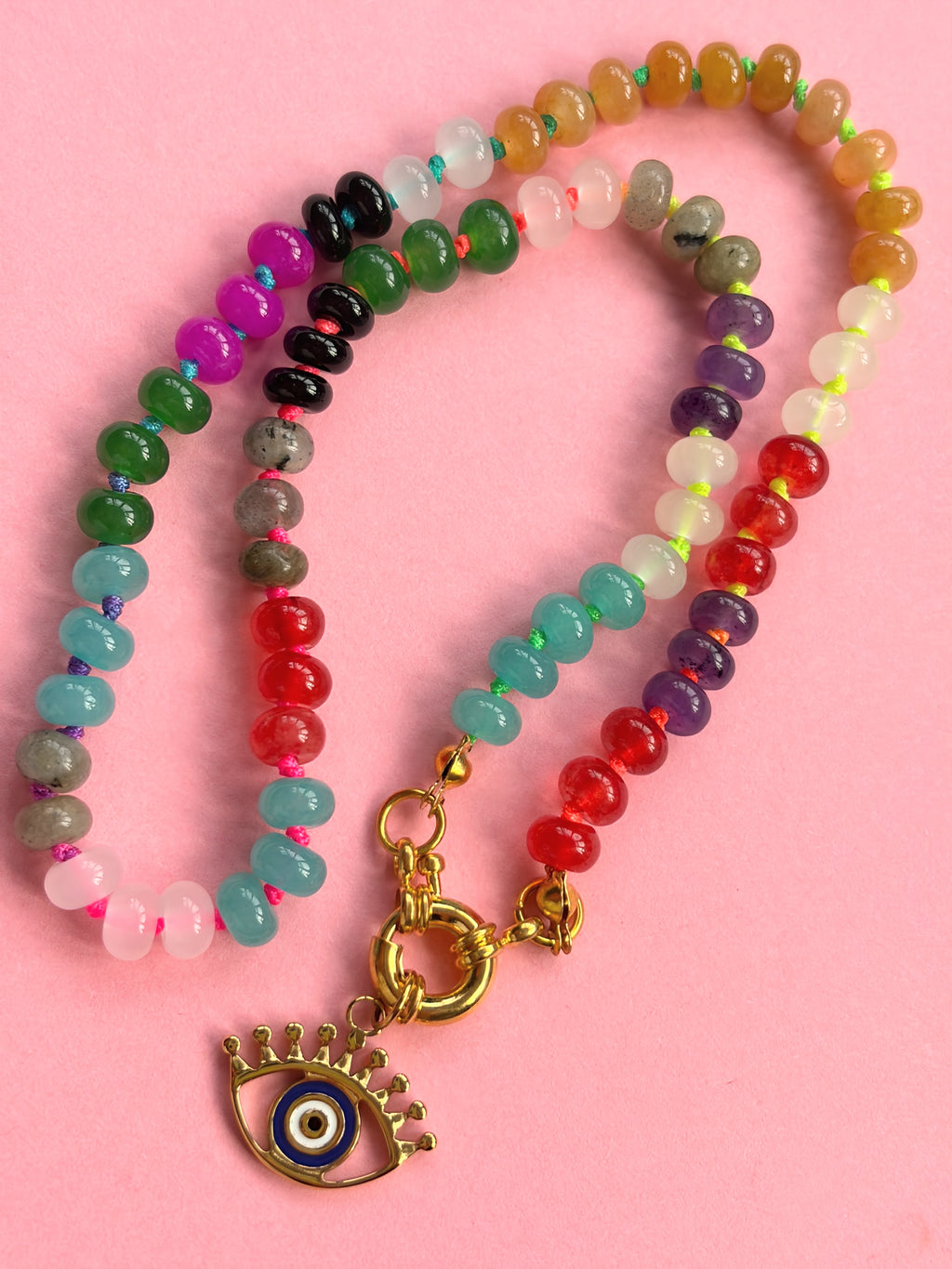 Rainbow Semi Precious Stone Necklace