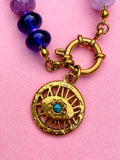 Rainbow Bead Evil Eye Necklace