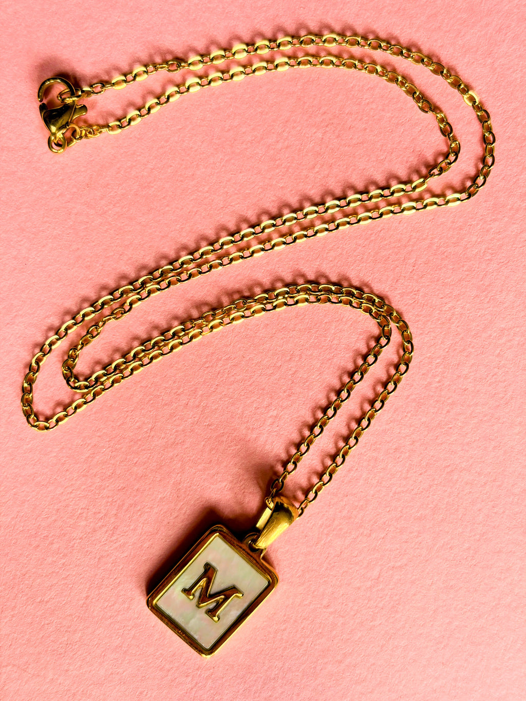 Letter M Initial Golden Pendant Necklace