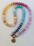 Rainbow Bead Evil Eye Necklace