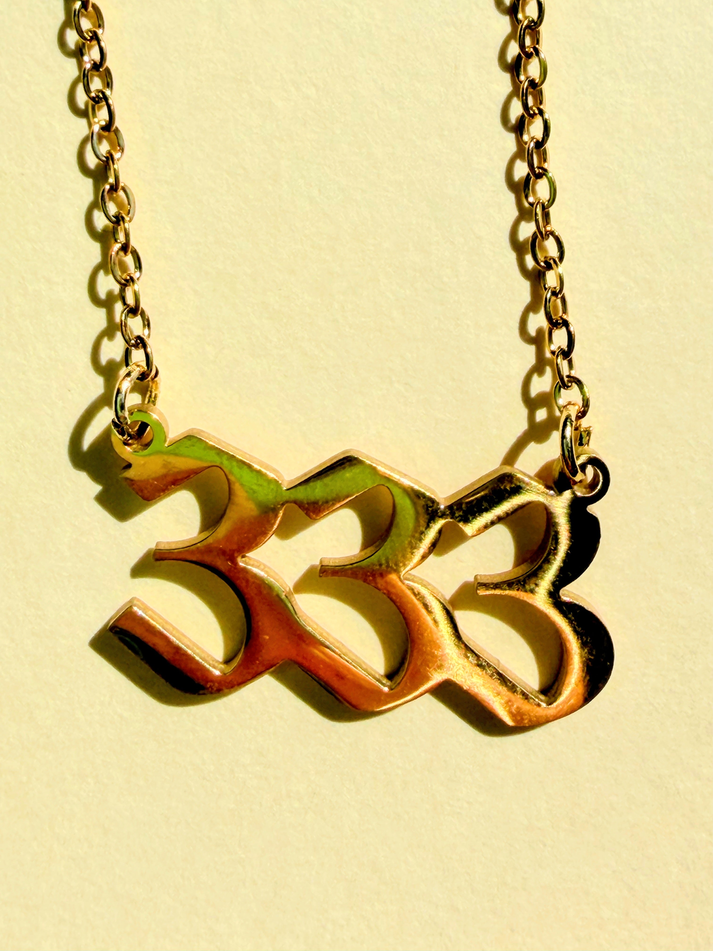333 Angel Number Gold Plated Necklace