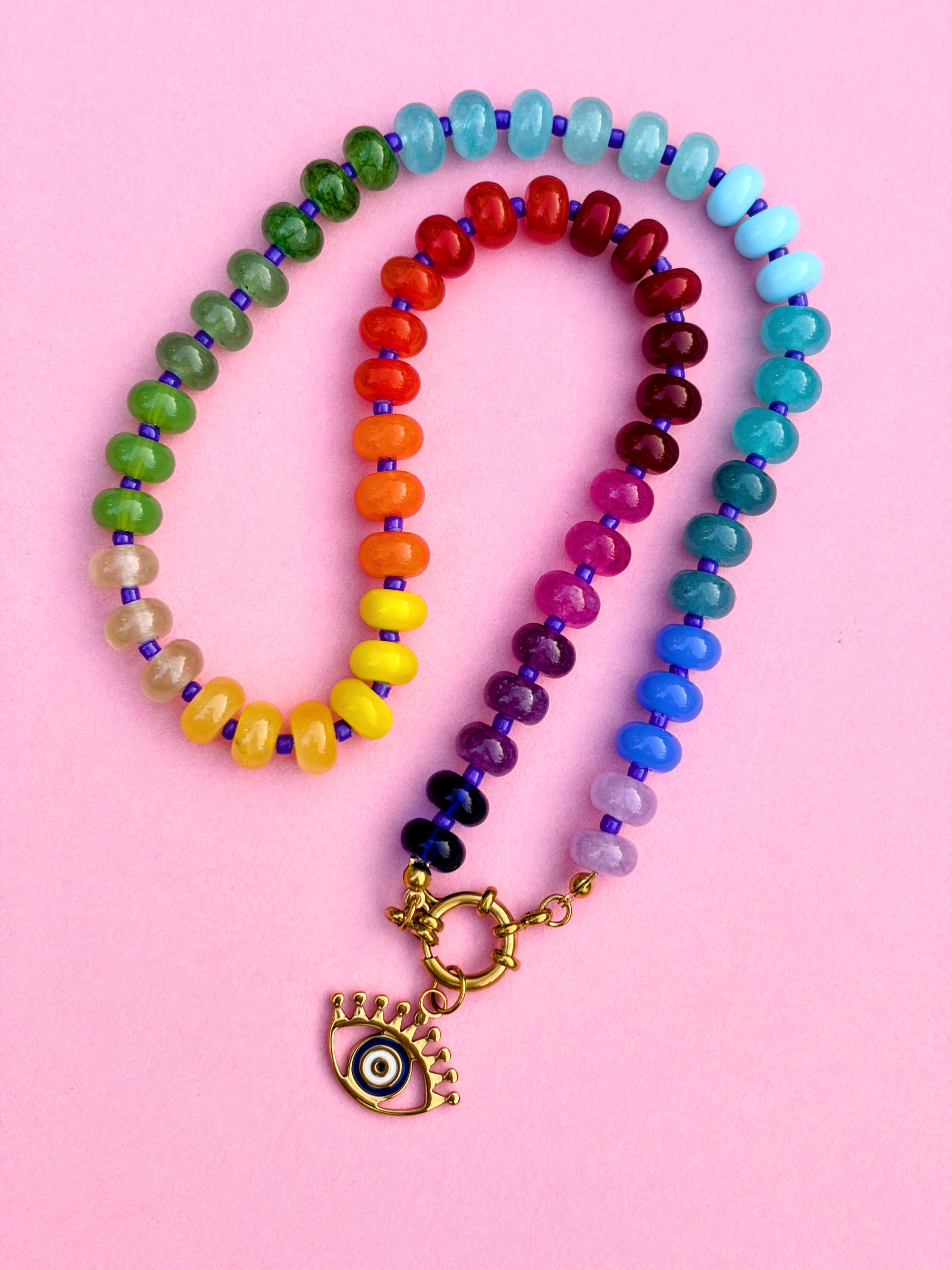 Rainbow Evil Eye Necklace