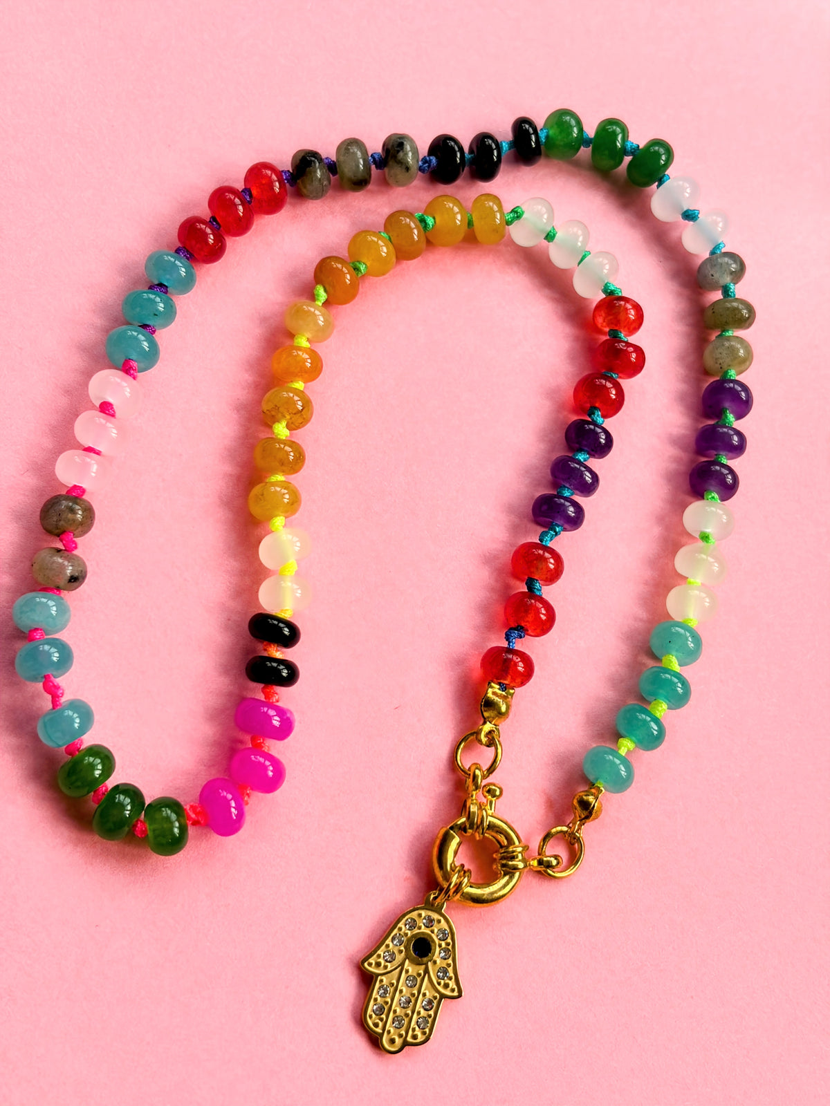 Rainbow Semi Precious Stone Necklace