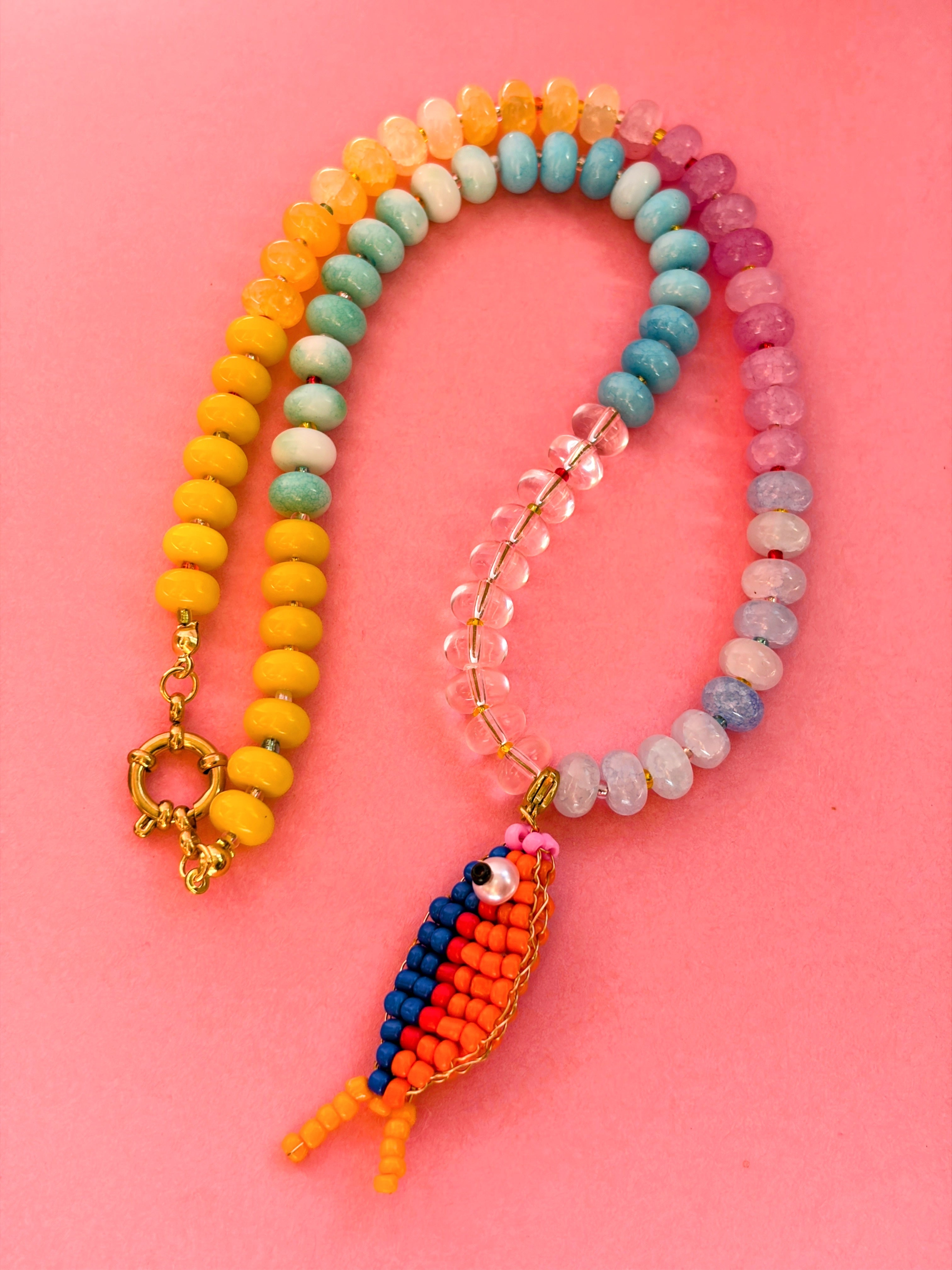 Rainbow and Orange Catch Necklace
