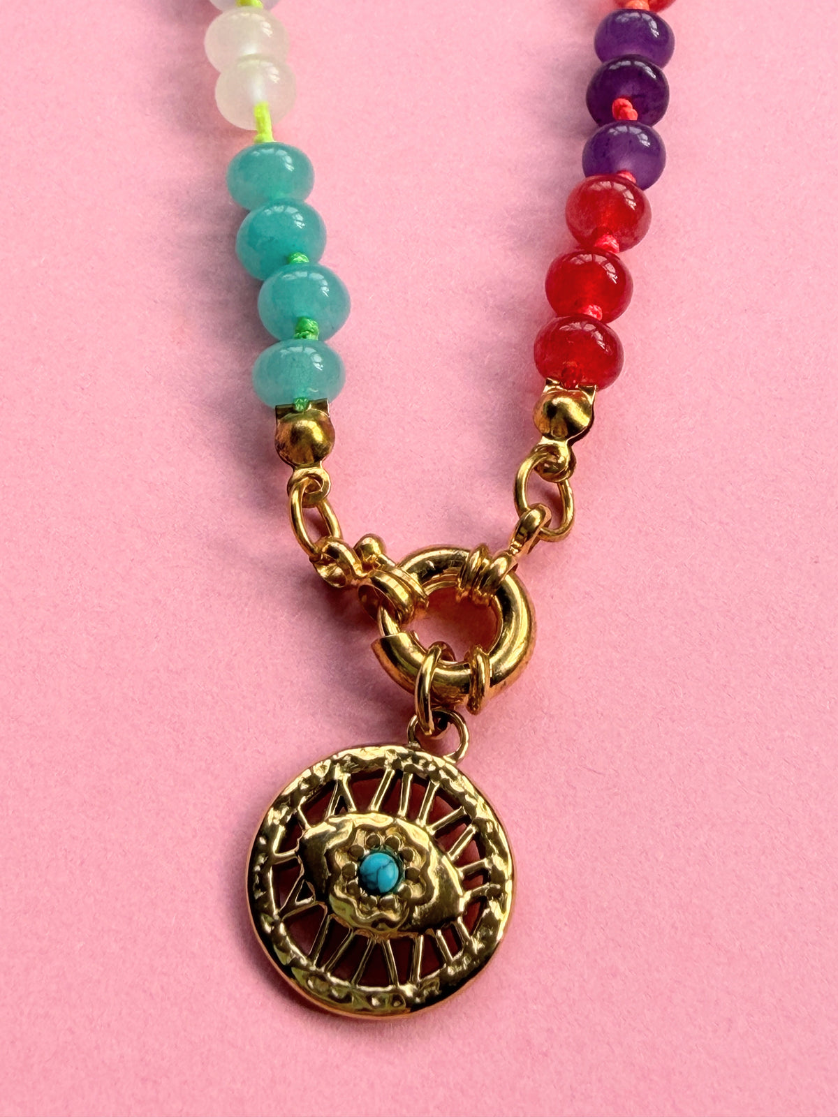 Rainbow Semi Precious Stone Necklace