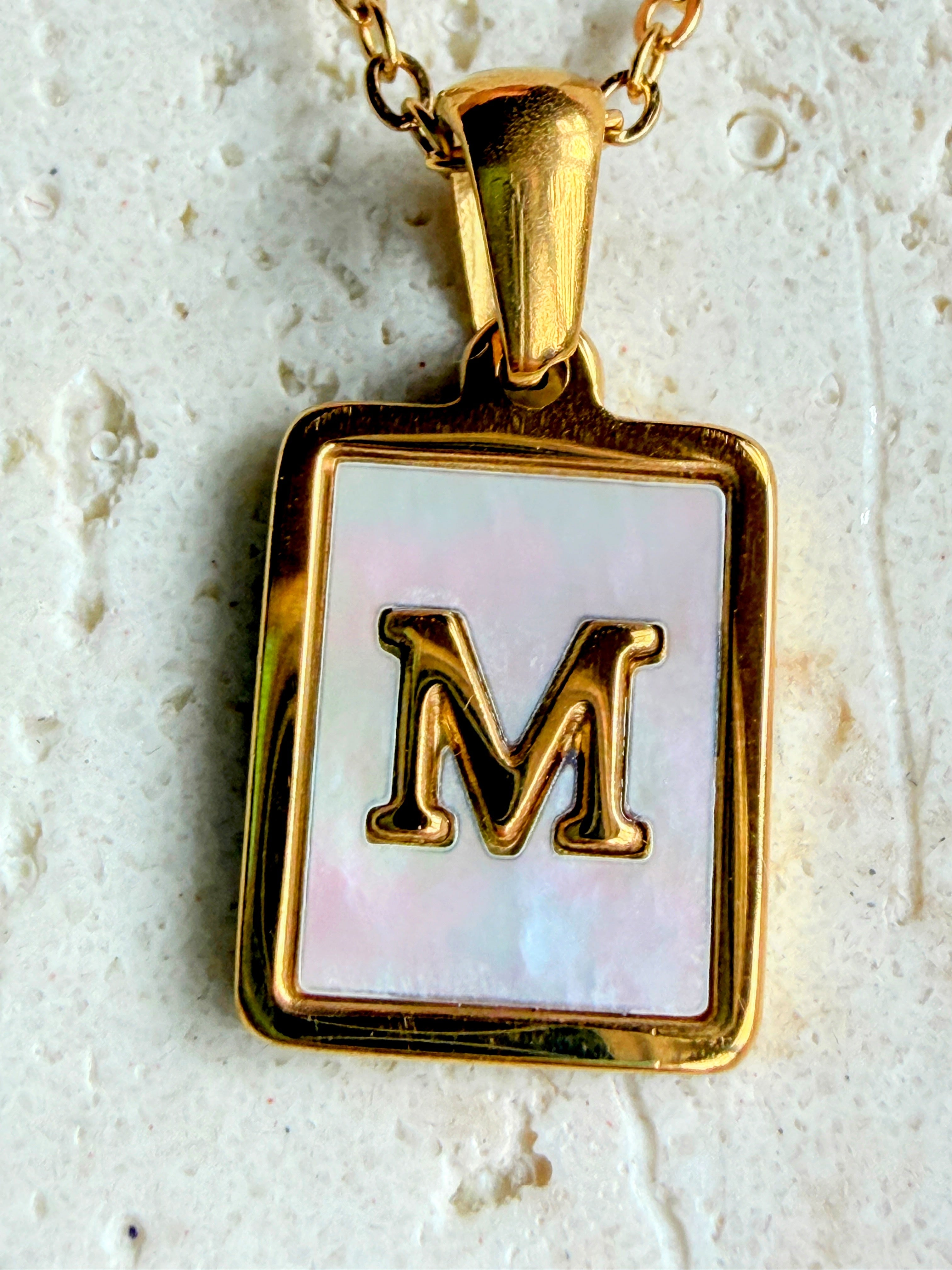Letter M Initial Golden Pendant Necklace