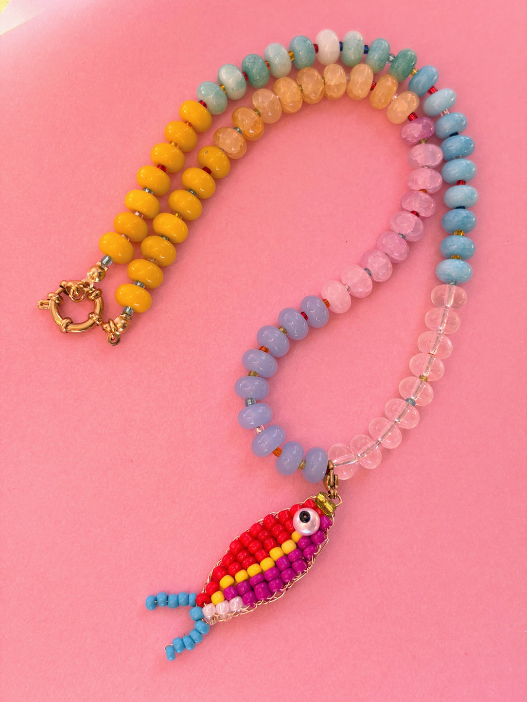 Rainbow and Purple Catch Necklace