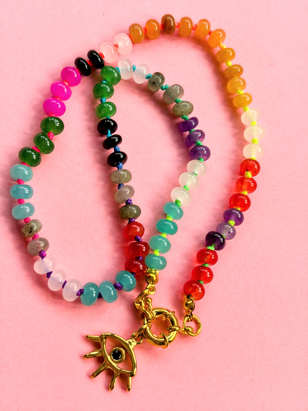 Rainbow Semi Precious Stone Necklace