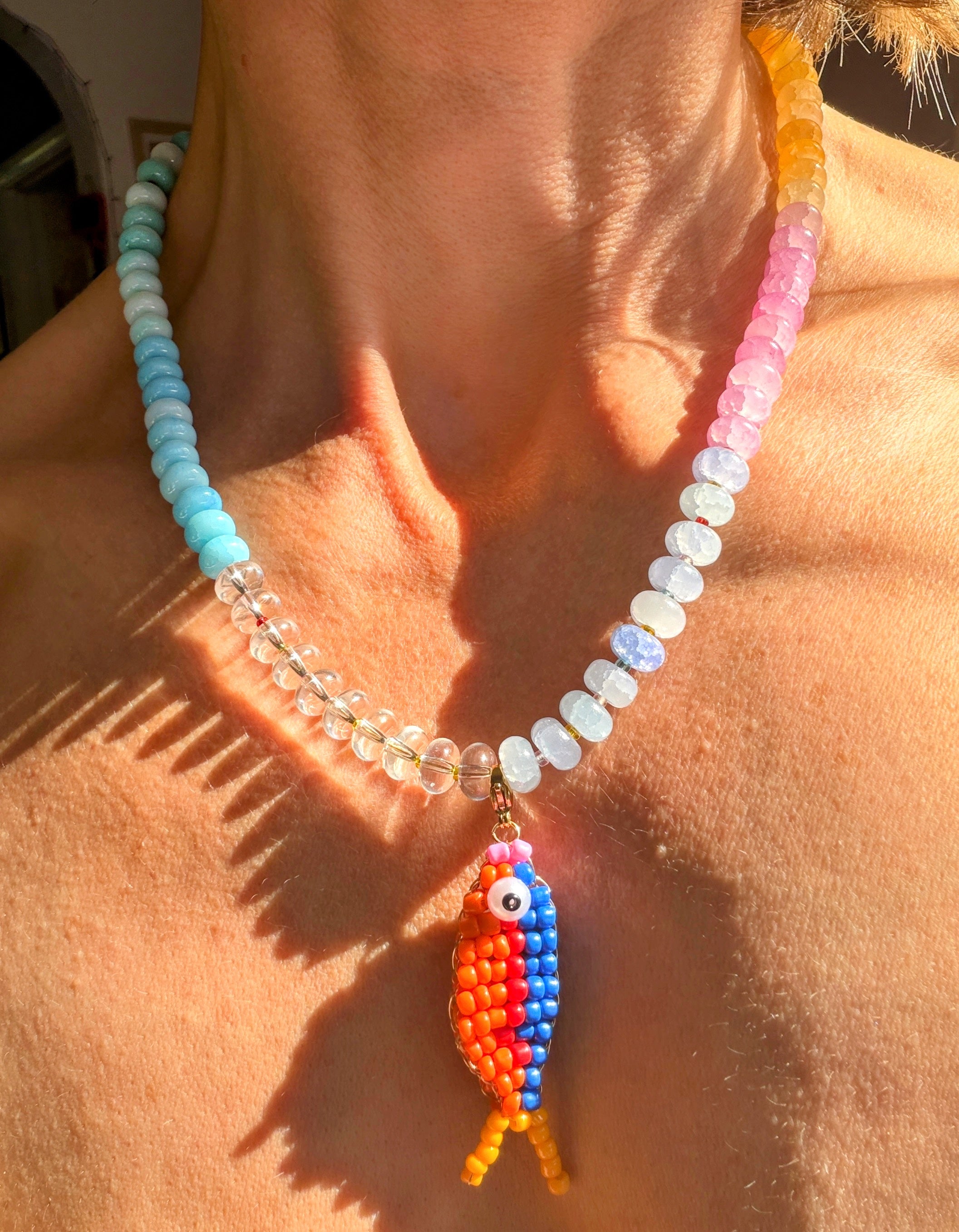 Rainbow and Orange Catch Necklace