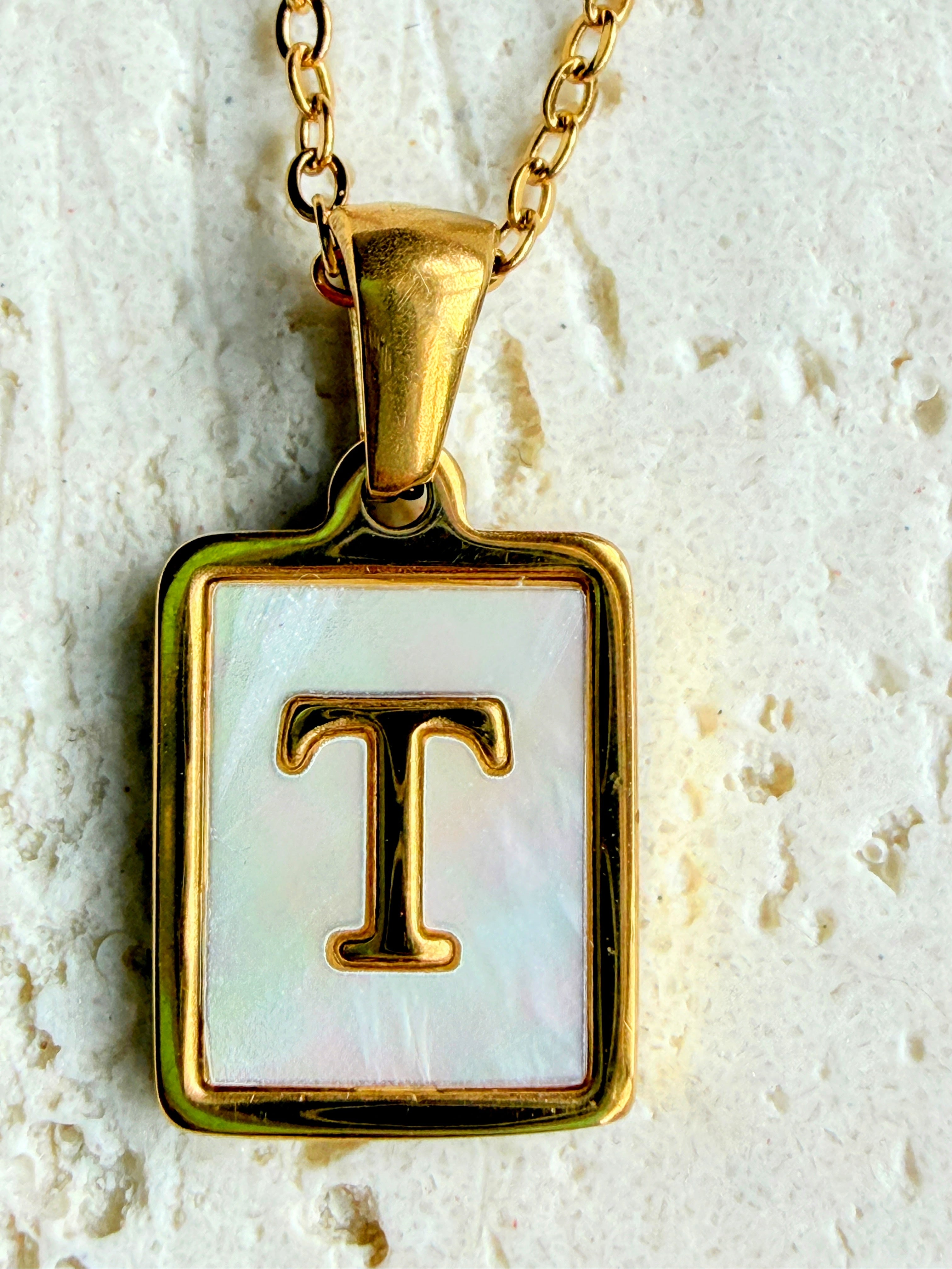 Letter T Initial Pendant Golden Necklace