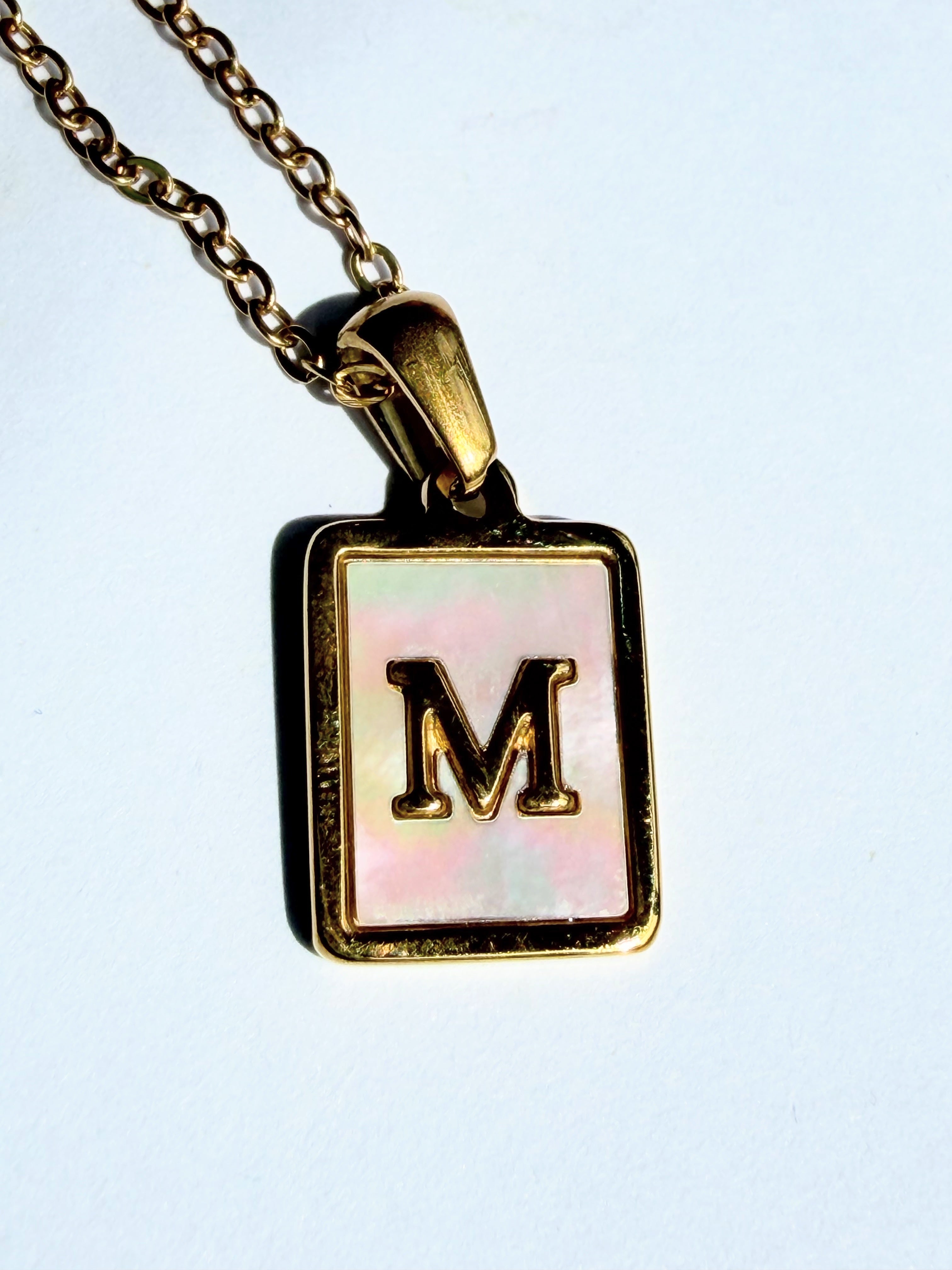 Letter M Initial Golden Pendant Necklace