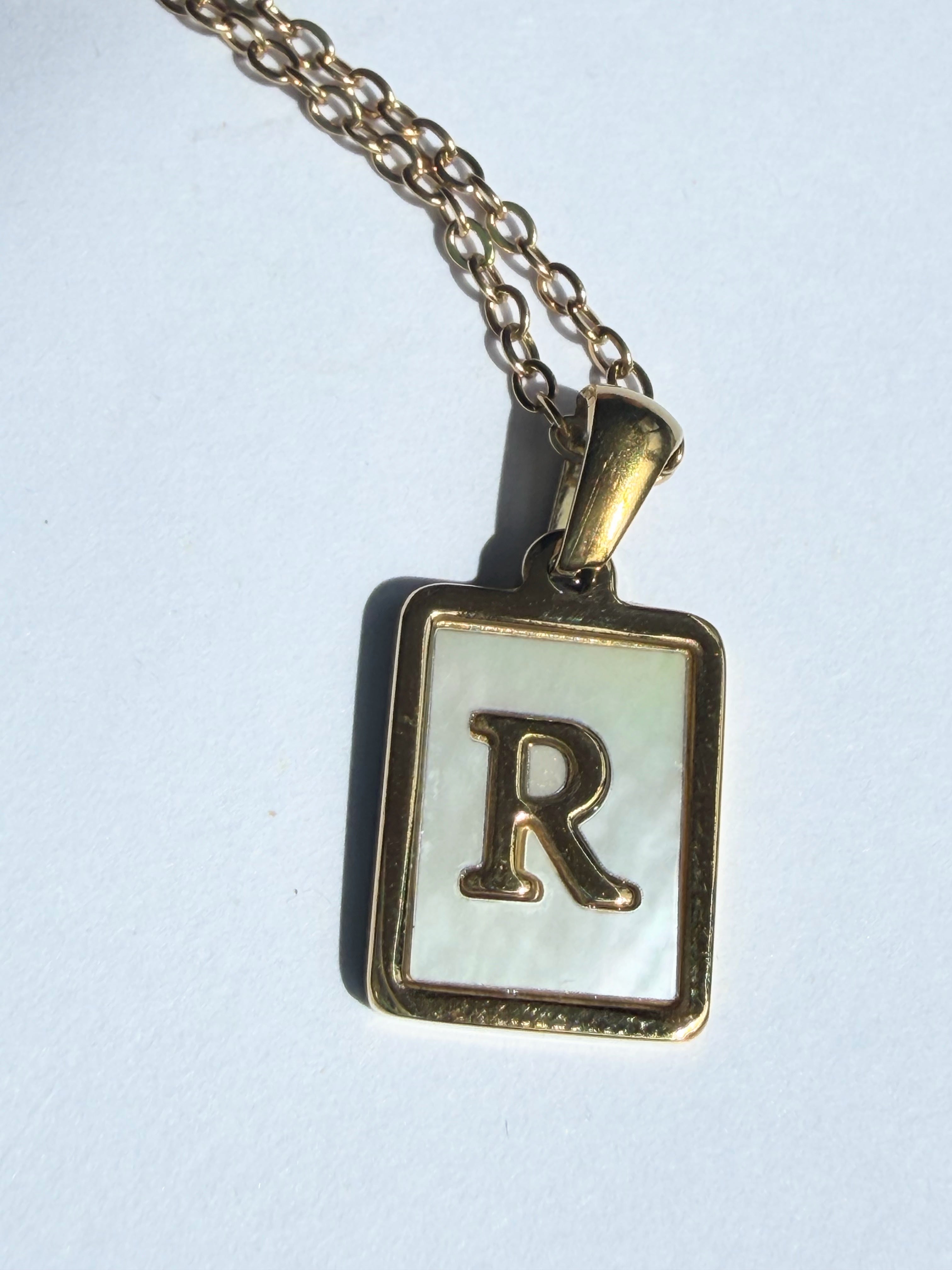 Letter R Initial Golden Pendant Necklace