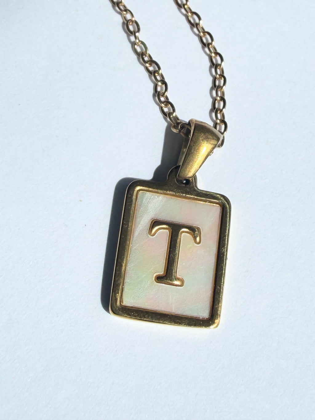 Letter T Initial Pendant Golden Necklace