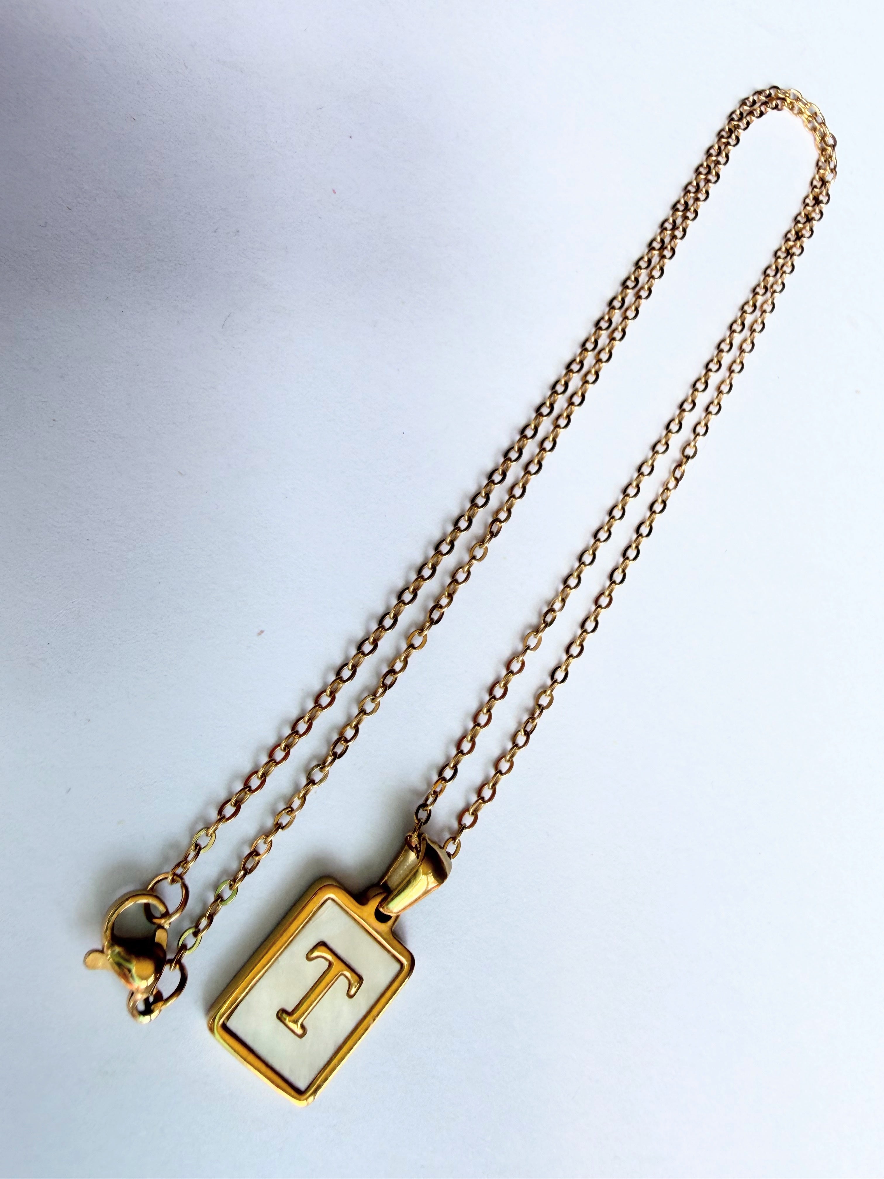 Letter T Initial Pendant Golden Necklace