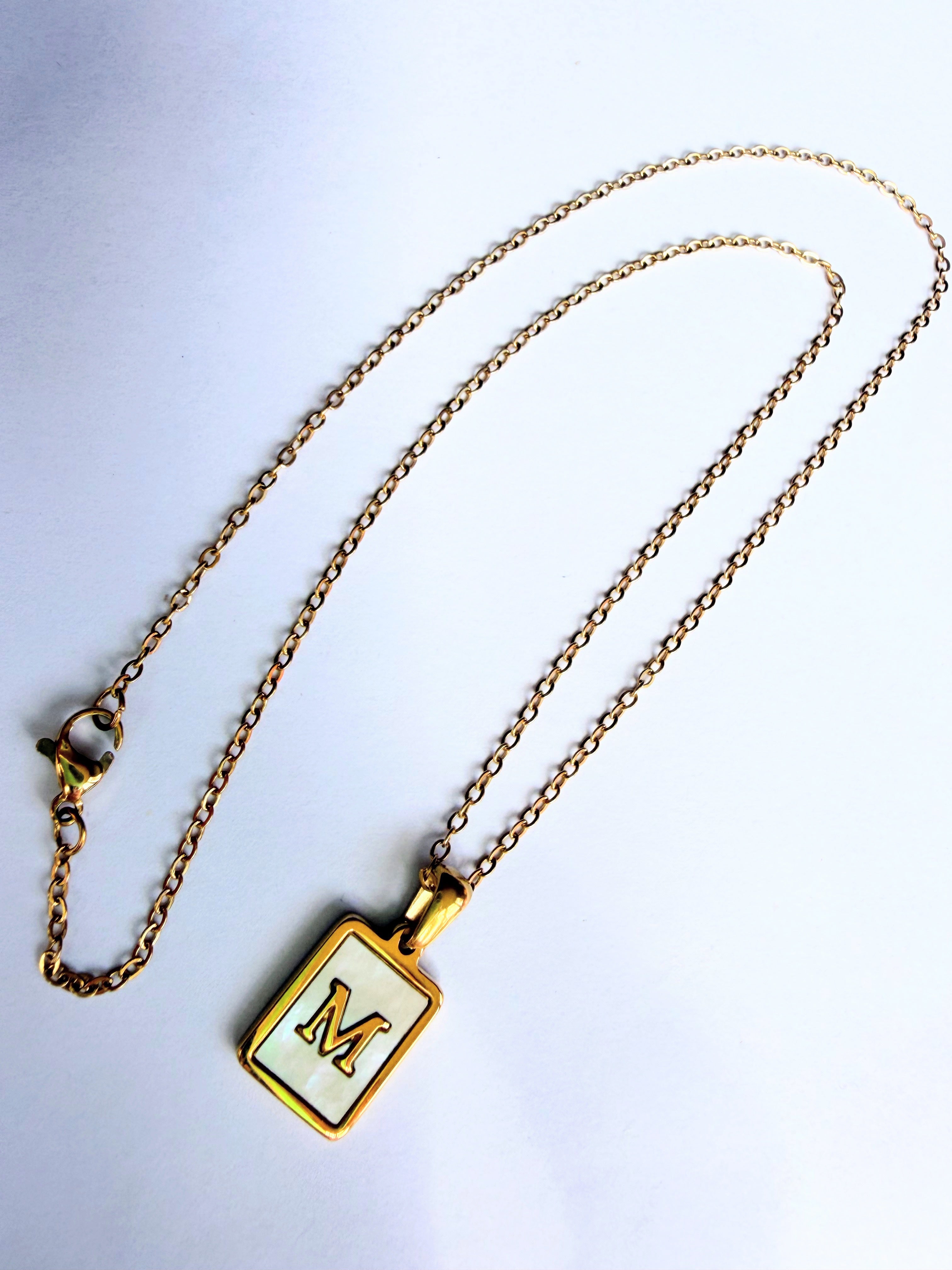 Letter M Initial Golden Pendant Necklace