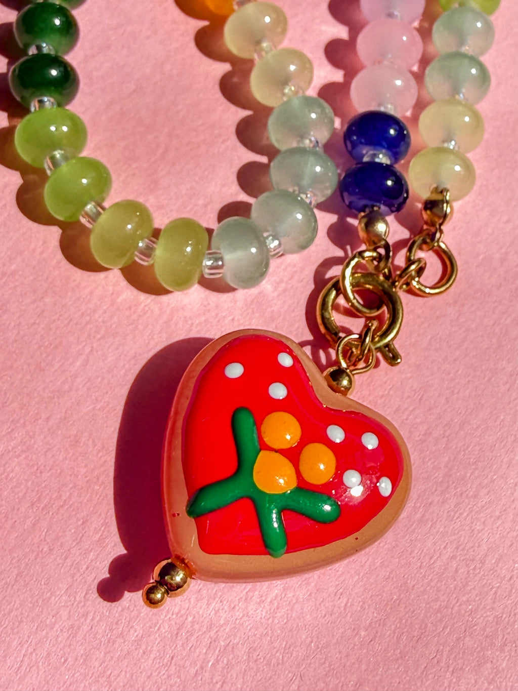 Rainbow Necklace with Flower Heart Necklace